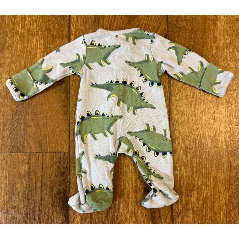 Carters Preemie Baby Boy Sleeper Dinosaur Outfit Blue Green Reborn Doll Cotton 1